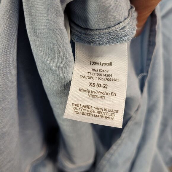 Time And Tru Maxi Dress Womens Extra Small Blue Sleeveless Chambray Button Front - Picture 9 of 10